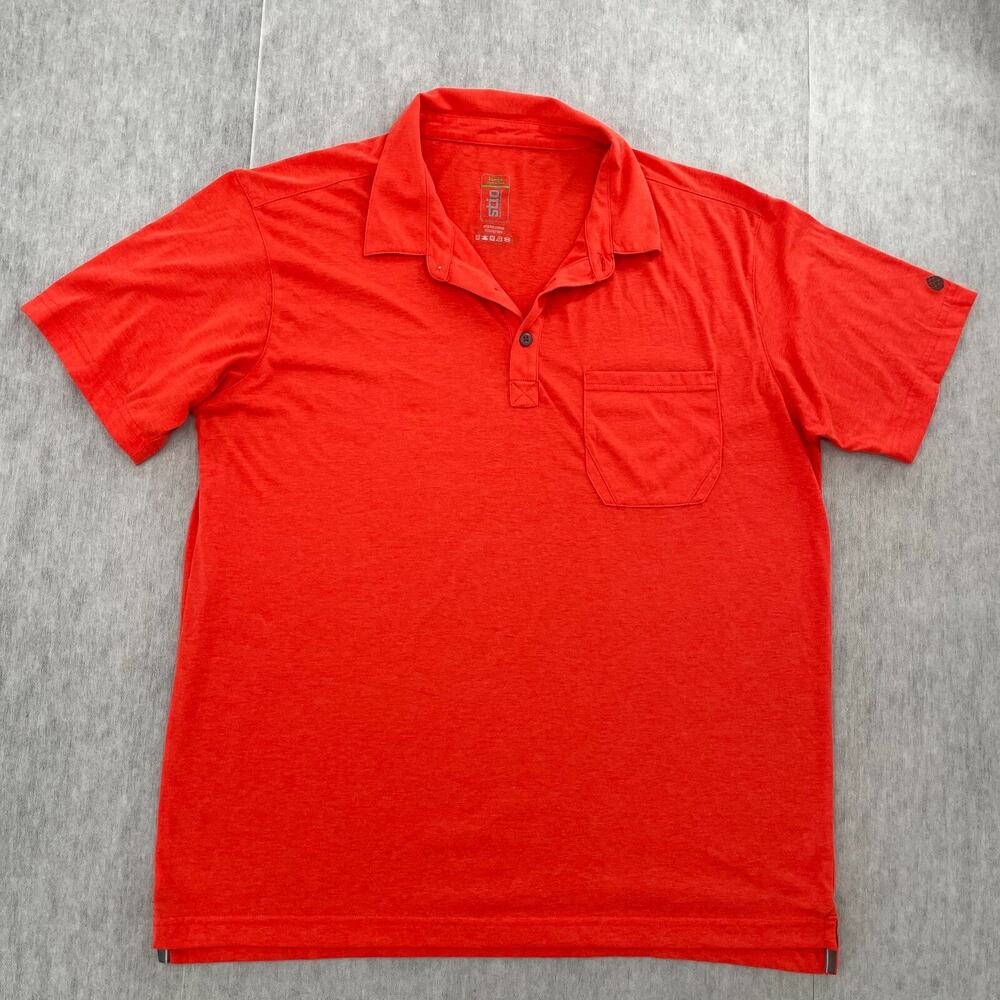 Stio Shirt Adult Large Orange Polo Short Sleeve Outdoors Lightweight Casual Mens
